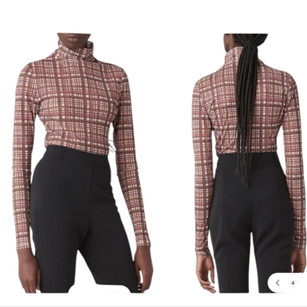 NWT Atoir 004 Top Long Sleeve Pink Check Mesh High Neck Size S / 8